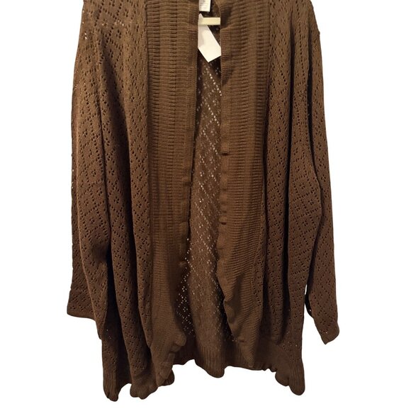 Brown Bliss Womens Open Knit Cardigan Sweater Sz 5X Acrylic cardigan. NWT - Picture 7 of 12